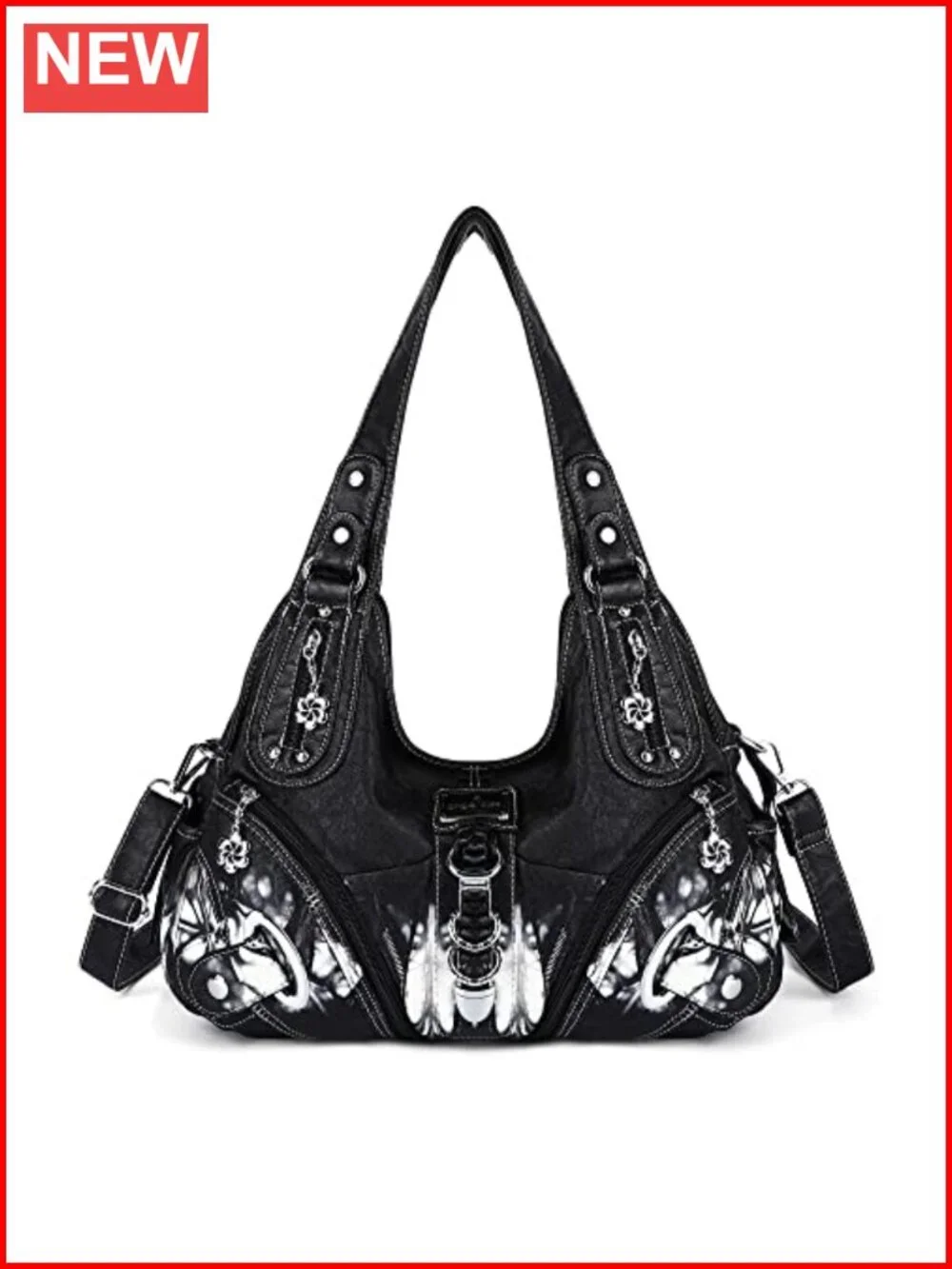 Washed PU Leather Hobo Bag with Adjustable Strap
